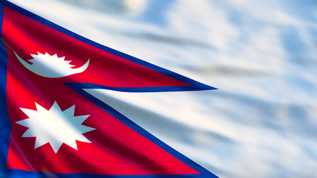 Nepal flag. Waving flag of Nepal 3d illustration. Kathmanduの写真素材