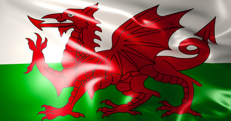 Wales flag. 3D Illustration of Wales, Great Britainの写真素材