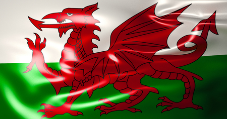 Wales flag. 3D Illustration of Wales, Great Britainの写真素材