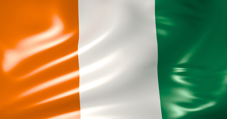 Ireland flag in the wind. Waving Ireland flag. 3D illustration. 4K quality. Dublinの写真素材