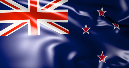 New Zealand flag in the wind.  3D illustration.の写真素材