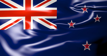 New Zealand flag in the wind.  3D illustration.の写真素材