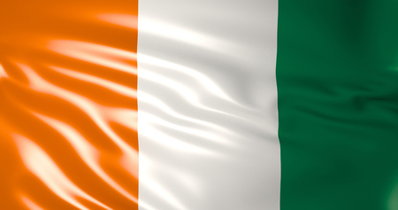 Ireland flag in the wind. Waving Ireland flag. 3D illustration. 4K quality. Dublinの写真素材