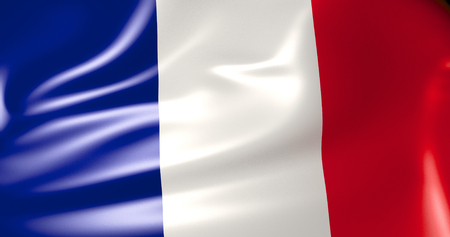 France flag in the wind. 3d illustration. Paris, Lyon, Marseille, Toulouse, Niceの写真素材