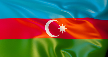 Azerbaijan flag in the wind. 3d illustration. Bakuの写真素材