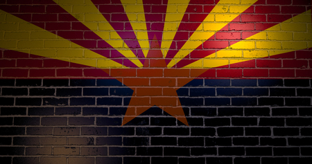 Arizona flag painted on the brick wall. 3d illustration. Phoenixの写真素材