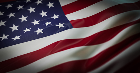 United States of America flag printed on silk in the wind. American flag. High quality 3d illustrationの写真素材