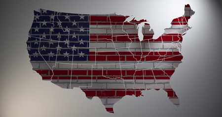 Map of United States of America Inner shadow. Creative 3d renderの写真素材