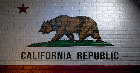 Flag of California state painted on the brick wall. 3d illustration. United States of America. Los Angelesの写真素材
