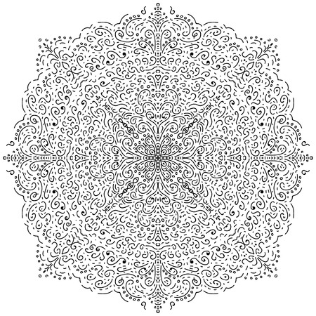 Vector mandala pattern black and white doodle sketchのイラスト素材