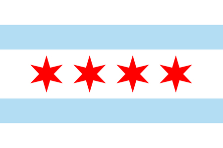 Chicago vector flag. Illinois state. United States of America. Windy City, Chi-Town, City of Big Shoulders, Second City, My Kind of Townのイラスト素材