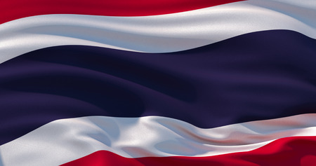 Fluttering silk flag of Thailand in the wind, colorful background. 3d illustration. 4K High quality renderの写真素材
