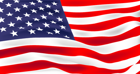 Vector flag of United States of America. Waving flag of USA, vector illustrationのイラスト素材