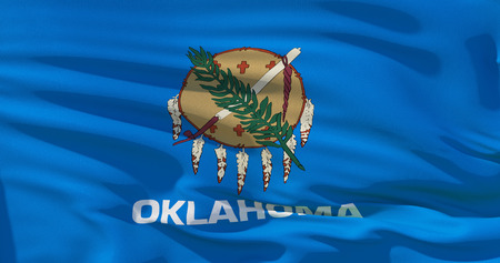 Oklahoma flag on fabric texture,retro vintage styleの写真素材