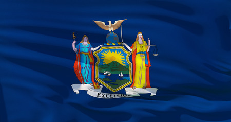 Close up shot of wavy New York state flagの写真素材