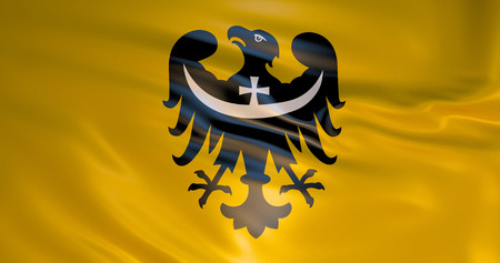 Lower Silesian Voivodeship Flag. High quality 3d detailed illustration. Realistic background. Wroclawの写真素材