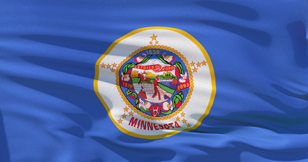 Waving detailed flag of Minnesota state, United States of America. 3d illustrationの写真素材