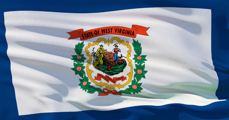 West Virginia flag waving, United States of America. High quality 3d illustration perfect for film, news, compositionの写真素材