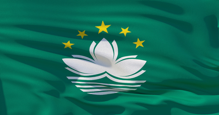 Macau flag on silk texture background. High quality 3d illustration.の写真素材