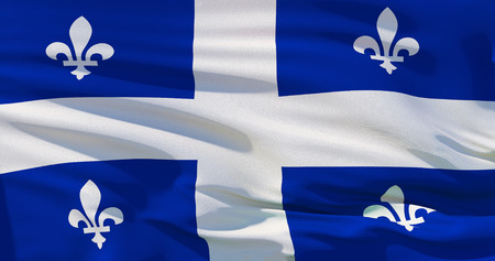 Quebec flag, Canada,  on silk texture background. High quality 3d illustration perfect for news, design, background. 4K qualityの写真素材