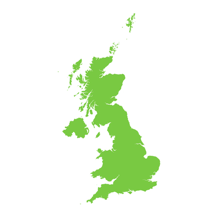 United Kingdom vector map. High detailed map of UK with islands. Green on white backgroundのイラスト素材
