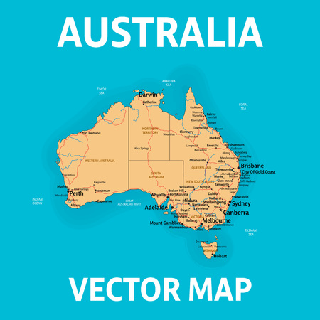 Vector map of Australia with separate layers. High detalization.のイラスト素材