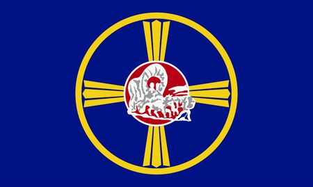 Vector flag illustration of Omaha city, largest city of Nebraska state, USA.のイラスト素材
