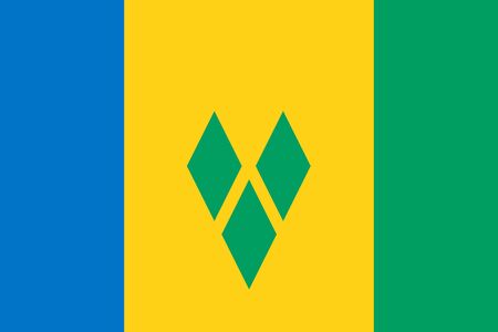 Vector flag of Saint Vincent and Grenadines. Eps 10 Vector illustration. Kingstownのイラスト素材