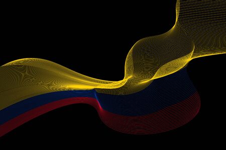 Abstract lines vector background. Colours of Colombia flag. Eps10.のイラスト素材