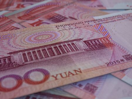Money of China. Renminbi, yuan. One hundred Renminbi background. Made in Chinaの写真素材