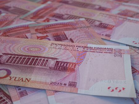 Money of China. Renminbi, yuan. One hundred Renminbi background. Made in Chinaの写真素材
