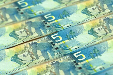 CAD. Canadian currency background. Closeup photo. Dollars of Canadaの写真素材