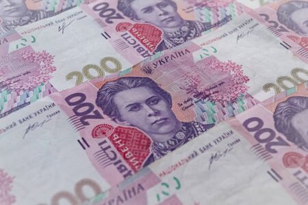 Money of Ukraine. Several Ukrainian hryvnia banknotes. UAH. Hryvnia 500の写真素材