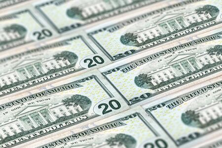 Closeup American dollars banknotes background. US dollars pattern. United States of America dollarsの写真素材