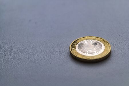 Currency of European Union. Euro coins on white background. Closeup photoの写真素材