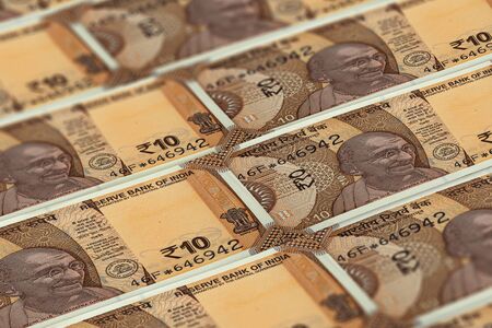 INR. India currency background.  Indian rupee banknotesの写真素材