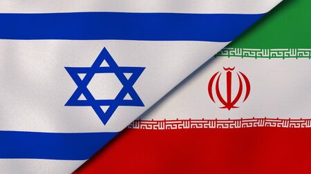 Israel Iran national flags. News, reportage, business background. 3D illustration.の写真素材