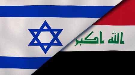 Israel Iraq national flags. News, reportage, business background. 3D illustration.の写真素材