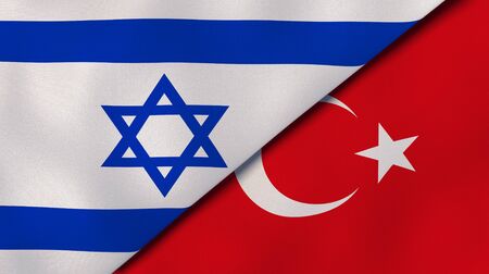 Israel Turkey national flags. News, reportage, business background. 3D illustration.の写真素材