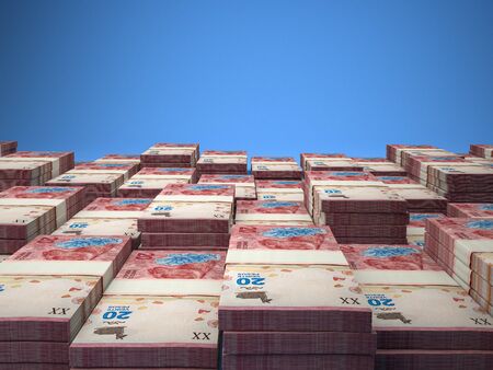 Closeup Argentine pesos banknotes background. ARS pattern. peso macro photographyの写真素材