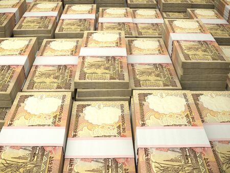 INR. Indian currency. Money of India business background.  Indian Rupees closeup photo, blurred back.の写真素材