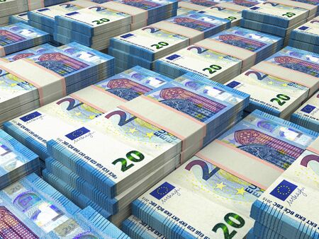 Euro banknotes background. Closeup high quality photoの写真素材