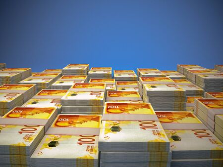 ILS. Israeli new shekels. Money of Israel..Business background. Closeup photo.の写真素材