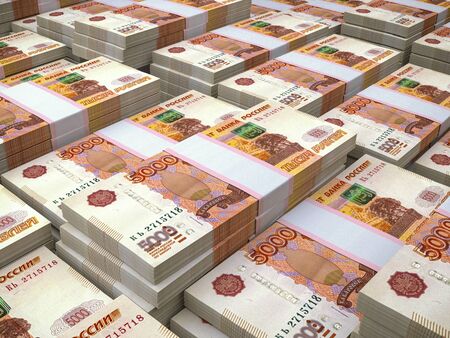 Russian currency. Russian Federation Ruble. Finance background. Closeup photoの写真素材