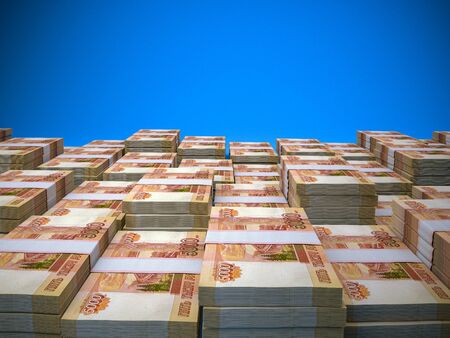 Russian currency. Russian Federation Ruble. Finance background. Closeup photoの写真素材