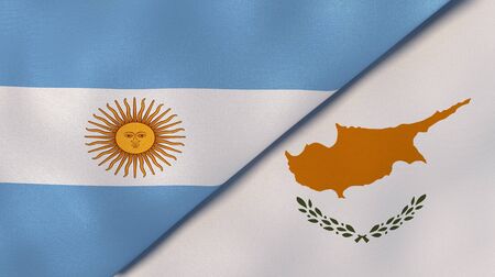 Two states flags of Argentina and Cyprus. High quality business background. 3d illustrationの写真素材