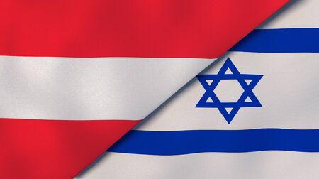 Two states flags of Austria and Israel. High quality business background. 3d illustrationの写真素材