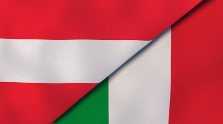 Two states flags of Austria and Italy. High quality business background. 3d illustrationの写真素材
