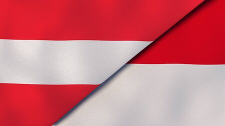 Two states flags of Austria and Monaco. High quality business background. 3d illustrationの写真素材