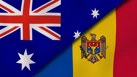 Two states flags of Australia and Moldova. High quality business background. 3d illustrationの写真素材